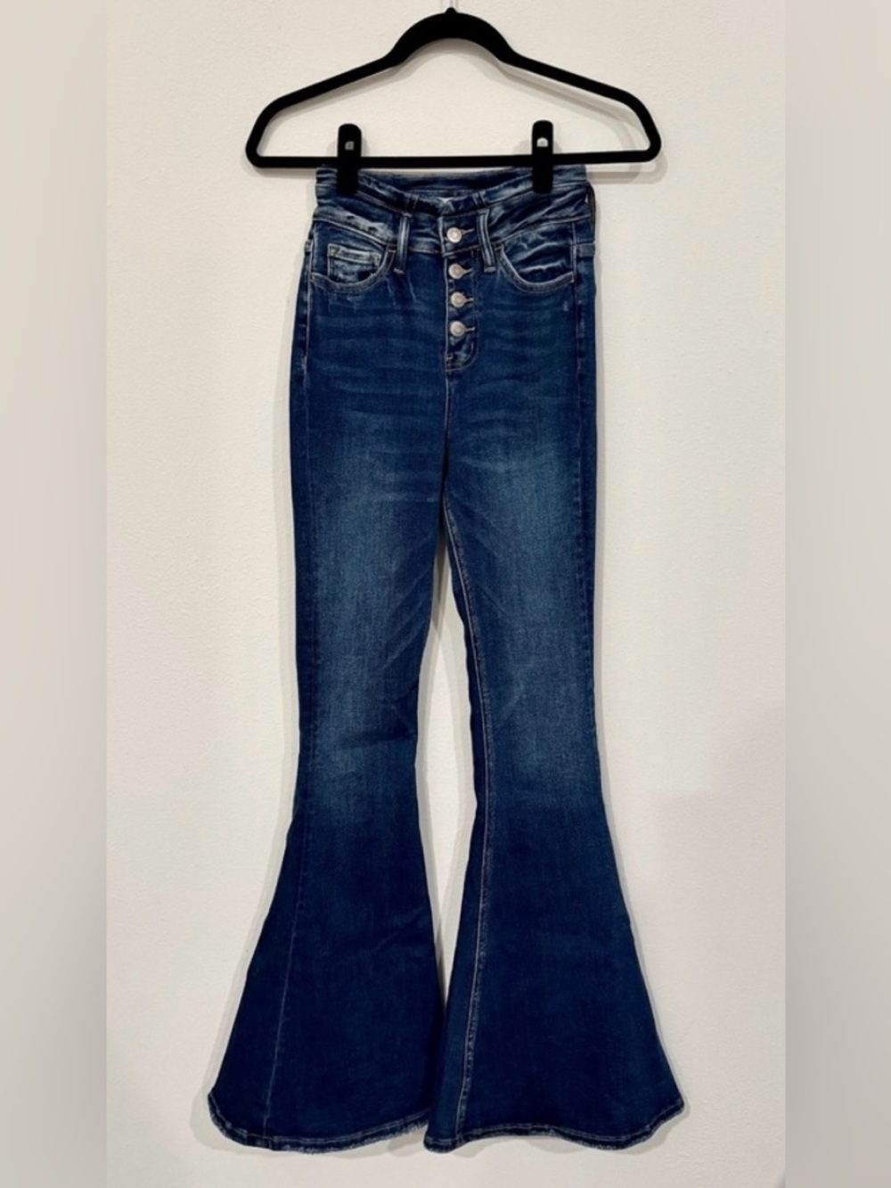 Bridge By Gly High Rise Super Flare Button Fly Denim Jeans in Dark Wash size 25 - Picture 8 of 15